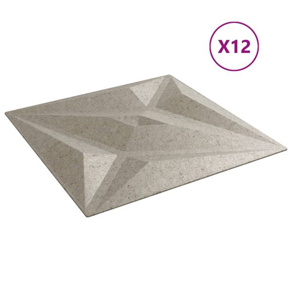 vidaXL Veggpaneler 12 stk beton 50x50 cm XPS 3 m&sup2; stjerne