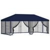 vidaXL Paviljong med sidevegger 6 x 3 m Bl&aring; Polyester og st&aring;l 190 gsm