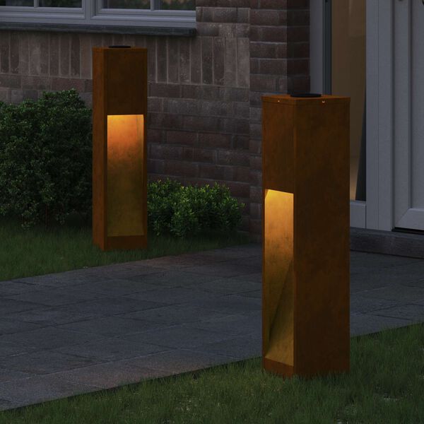 vidaXL Solcelle LED Stibelys 2 pcs Bronse Cortenst&aring;l