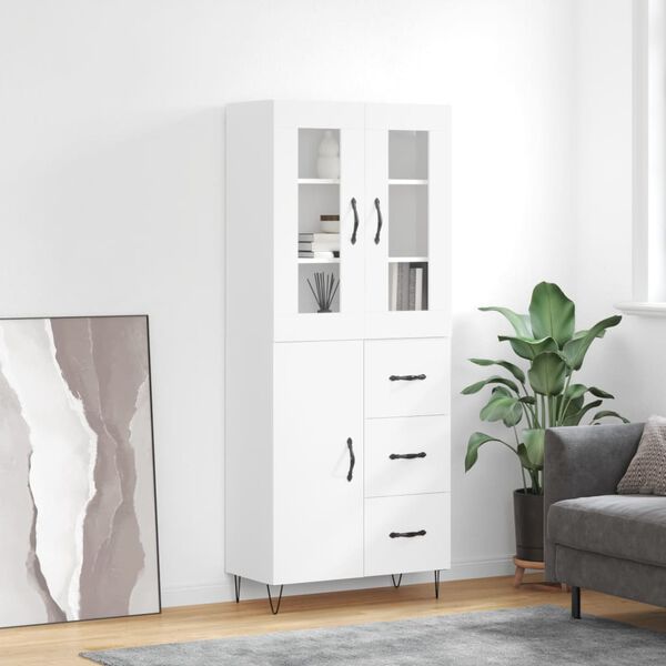 vidaXL Highboard hvit 69,5x34x180 cm konstruert tre