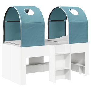 vidaXL Seng med Tunnel 3 stk. Hvit og lysebl&aring; Konstruert tre