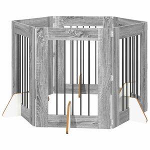 vidaXL Hundegate med stender 6 pcs Gr&aring; sonoma 60 x 80 cm