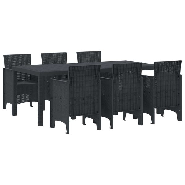 vidaXL Hage Spisegruppe 7 pcs Antrasitt Polt rattan