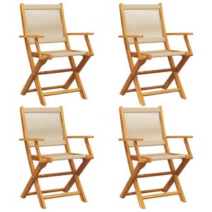 vidaXL Klappstoler 4 stk. beige heltre akasie