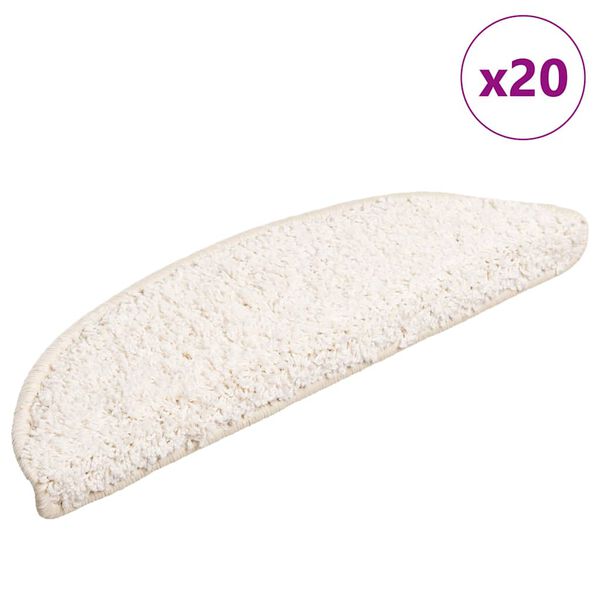 vidaXL Trappematter 20 stk 56x17x3 cm hvite halvrund