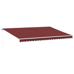 vidaXL Manuell uttrekkbar markise med LED burgunder 500x350 cm