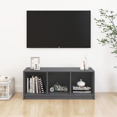 vidaXL TV-benk grå 104x33x41 cm heltre furu