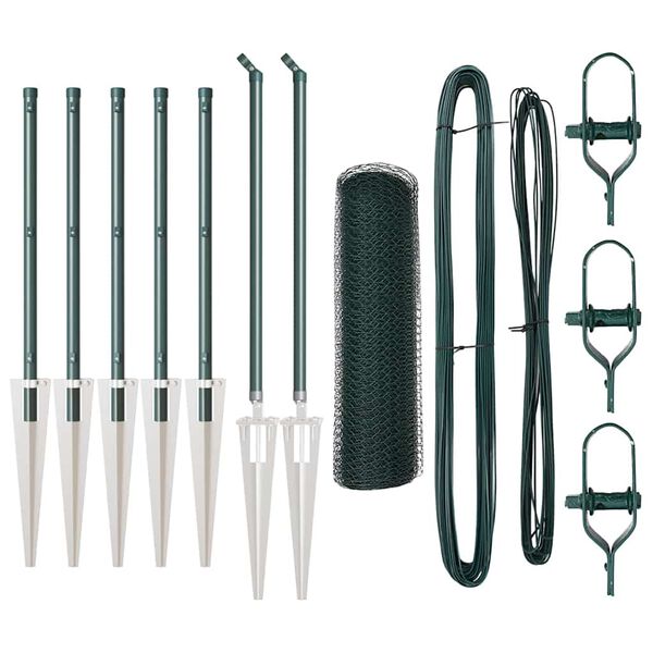 vidaXL Gjerdep&aring;le gr&oslash;nn 10 x 0,8 m (13 mm mesh) St&aring;l og PVC