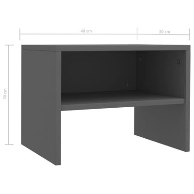 vidaXL Nattbord grå 40x30x30 cm sponplate