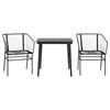 vidaXL Hagespisegruppe 3 deler svart polyrotting glass