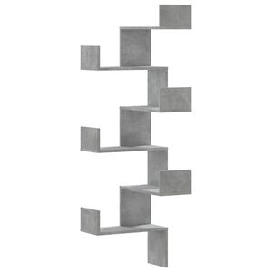 vidaXL Veggmontert hj&oslash;rnehylle betonggr&aring; 45x45x147 cm konstruert tre