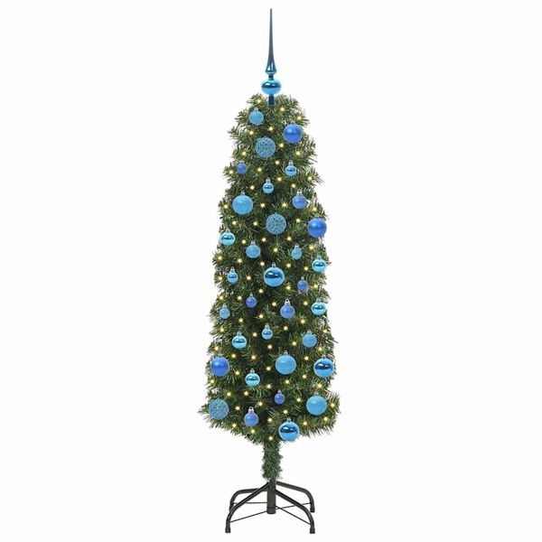 vidaXL Kunstig juletre med 150 LED grønn 150 cm PVC og stål og plast