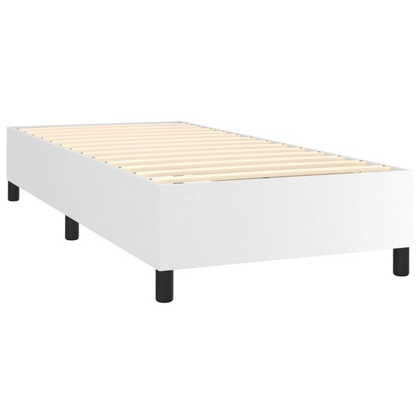 vidaXL Boxspring-sengeramme hvit 90x190 cm Single kunstskinn