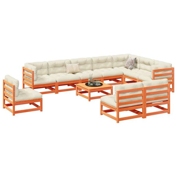 vidaXL Hagesofasett 11 deler voksbrun heltre furu