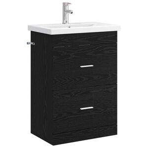 vidaXL Baderomsinnredningssett Svart eik 61 x 40 x 84,5 cm