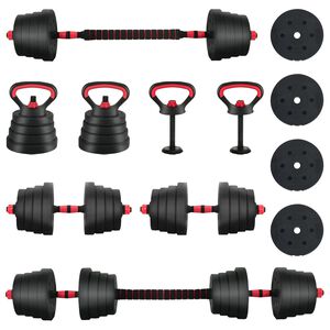 vidaXL 4-i-1 Manualsett 40 kg Svart og R&oslash;d Sement og jernsand