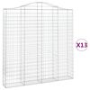 vidaXL Gabionkurver buede 13 stk 200x30x200/220 cm galvanisert jern