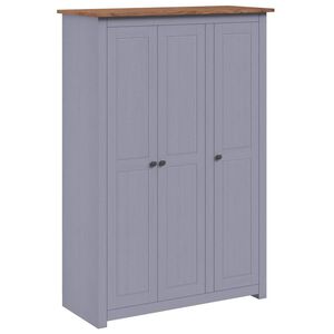 vidaXL Garderobeskap 3 d&oslash;rer gr&aring; 118x50x171,5 cm furu Panama Range