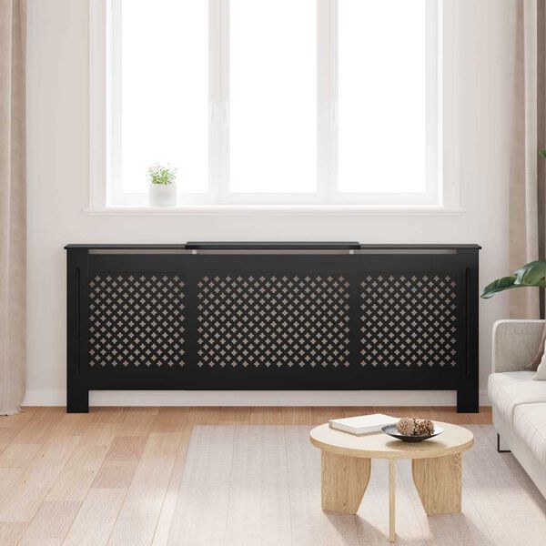 vidaXL Radiatordeksel MDF svart 205 cm