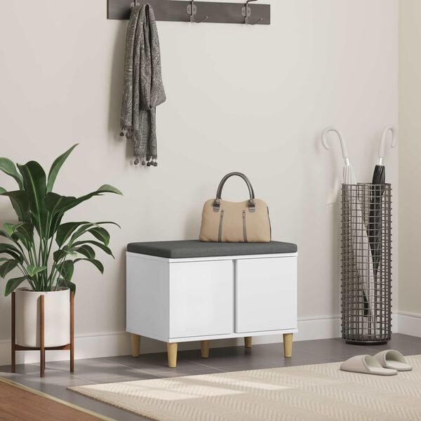 vidaXL Gangbenk Hvit 60 x 38 x 46 cm Konstruert treverk og stoff