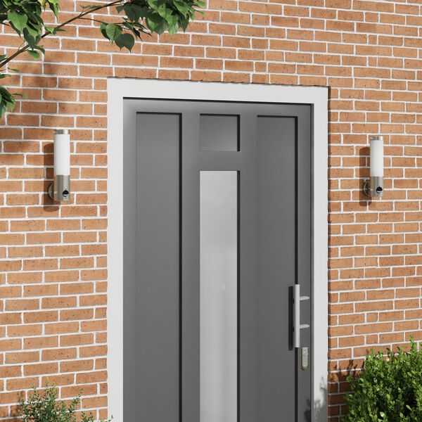 vidaXL Utendørs vegglamper 2 pcs sølv 12 x 7.5 x 29 cm Rustfritt stål