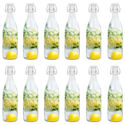 vidaXL Glassflaske med klipslukking 12 stk 1 L
