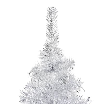 vidaXL Forhåndsbelyst kunstig juletre med stativ sølv 180 cm PVC