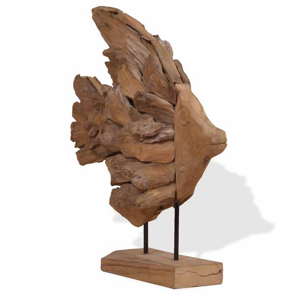 vidaXL Fiskeskulptur teak 40x12x57 cm
