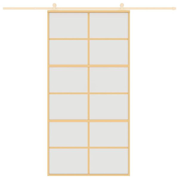 vidaXL Skyvedør gull 102,5x205 cm frostet ESG glass og aluminium
