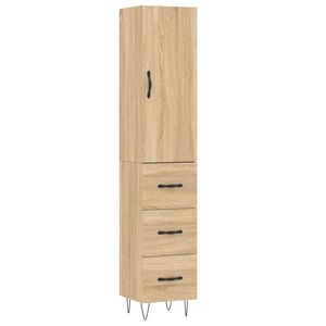 vidaXL Highboard sonoma eik 34,5x34x180 cm konstruert tre