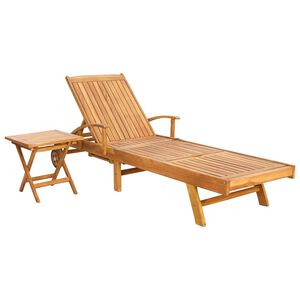 vidaXL Solerseng med bord Massivt Teaktre Brun