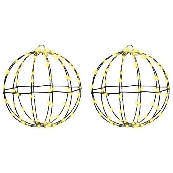 vidaXL Kule med 192 LED 2 pcs Varmhvit 30 cm Metall