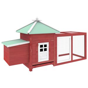 vidaXL H&oslash;nsehus med verpekasse r&oslash;d 190x72x102 cm heltre gran