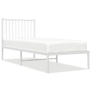 vidaXL Sengeramme i metall uten madrass med hodegavl hvit 75x190 cm