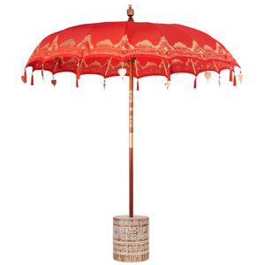 vidaXL Balinesisk parasoll med base R&oslash;d 215 x 215 x 260 cm