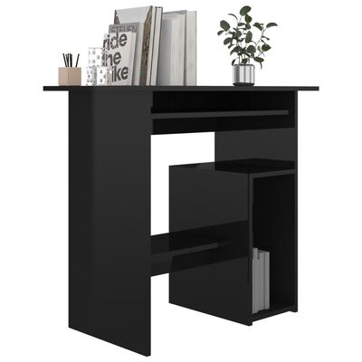 vidaXL Skrivebord høyglans svart 80x45x74 cm sponplate