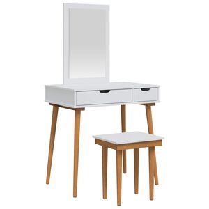 vidaXL Sminkebordsett FAUSKE 3 stk. Hvit 76 x 50 x 143 cm