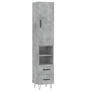vidaXL Highboard betonggr&aring; 34,5x34x180 cm konstruert tre