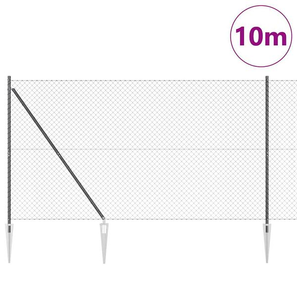 vidaXL Gjerdep&aring;le Gr&aring; 10 x 1,6 m (40 x 40 mm mesh) St&aring;l og PVC