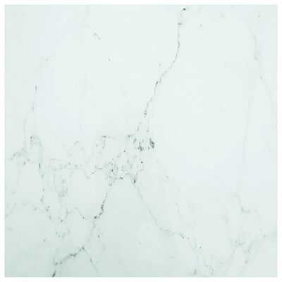 vidaXL Bordplate hvit 80x80 cm 6 mm herdet glass med marmor design