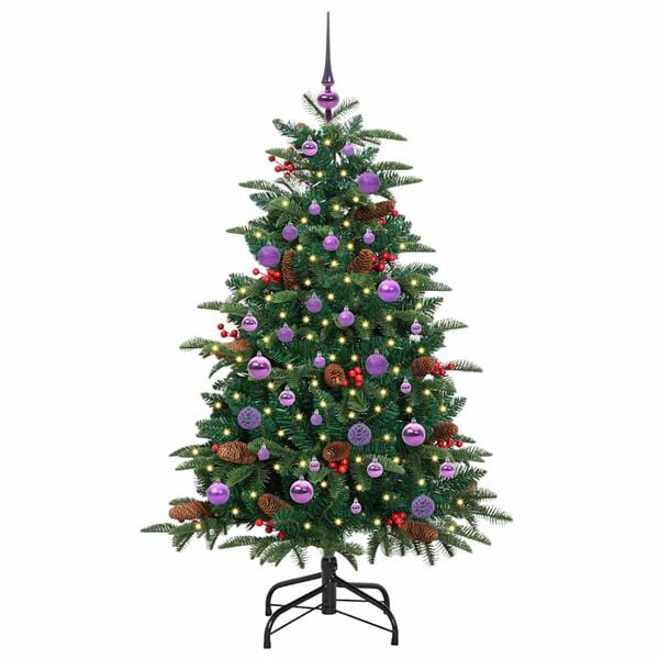 vidaXL Kunstig juletre med 150 LED gr&oslash;nn 150 cm PVC og Metall og Plast