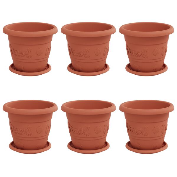 vidaXL Plantepotter 6 pcs Klinker R&oslash;d &Oslash; 26 x 21.5 cm Plast
