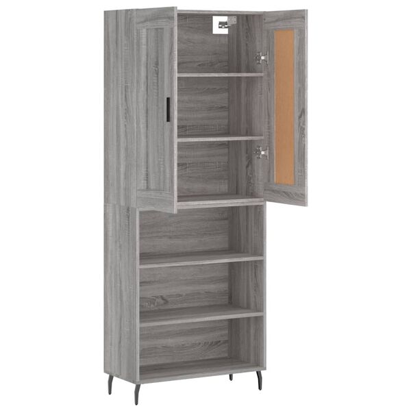 vidaXL Highboard gr&aring; sonoma 69,5x34x180 cm konstruert tre