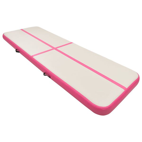 vidaXL Oppbl&aring;sbar gymnastikkmatte med pumpe 300x100x20 cm PVC rosa