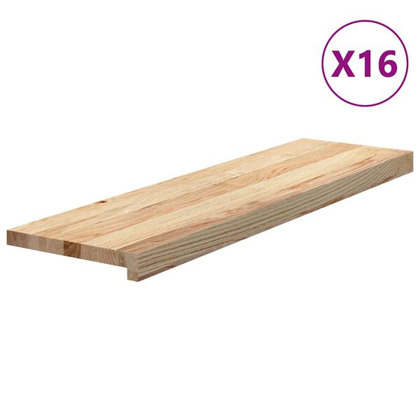 vidaXL Trappetrinn 16 stk ubehandlet 90x25x2 cm heltre eik