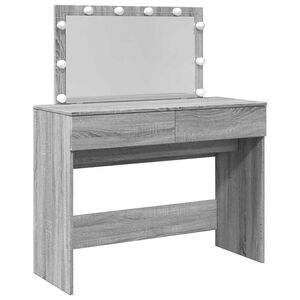 vidaXL Sminkebord med LED gr&aring; sonoma 100x40x120 cm