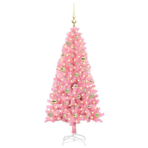 vidaXL Juletre med 150 LED med stativ Rosa 150 cm PVC