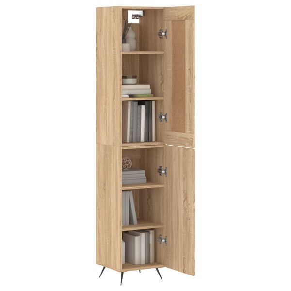 vidaXL Highboard sonoma eik 34,5x34x180 cm konstruert tre