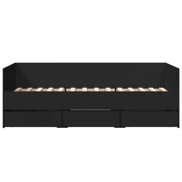 vidaXL Dagseng med skuffer uten Madrass svart 90x190 cm