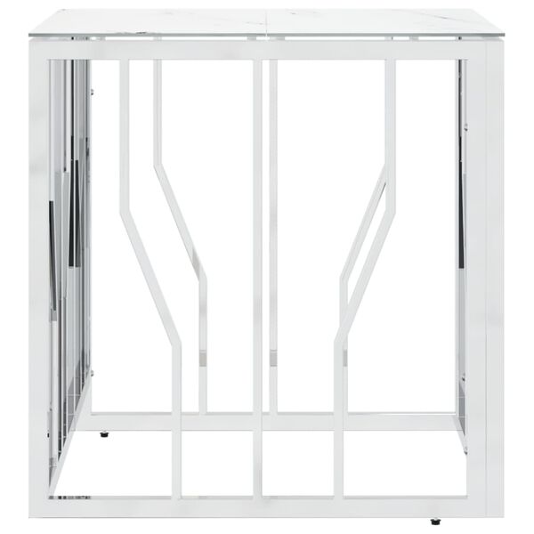 vidaXL Salongbord sølv 50x50x50 cm rustfritt stål og glass